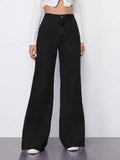 Black Plazo Fall Wide Leg High Rise Jeans