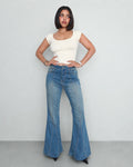 Women's Bohemian Feels Raw Hem Stretch Flare Jeans