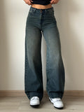 Women's Grunge Edge Double Button High-Waisted Denim
