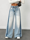 Women High Rise Wide Leg Panel Jeans