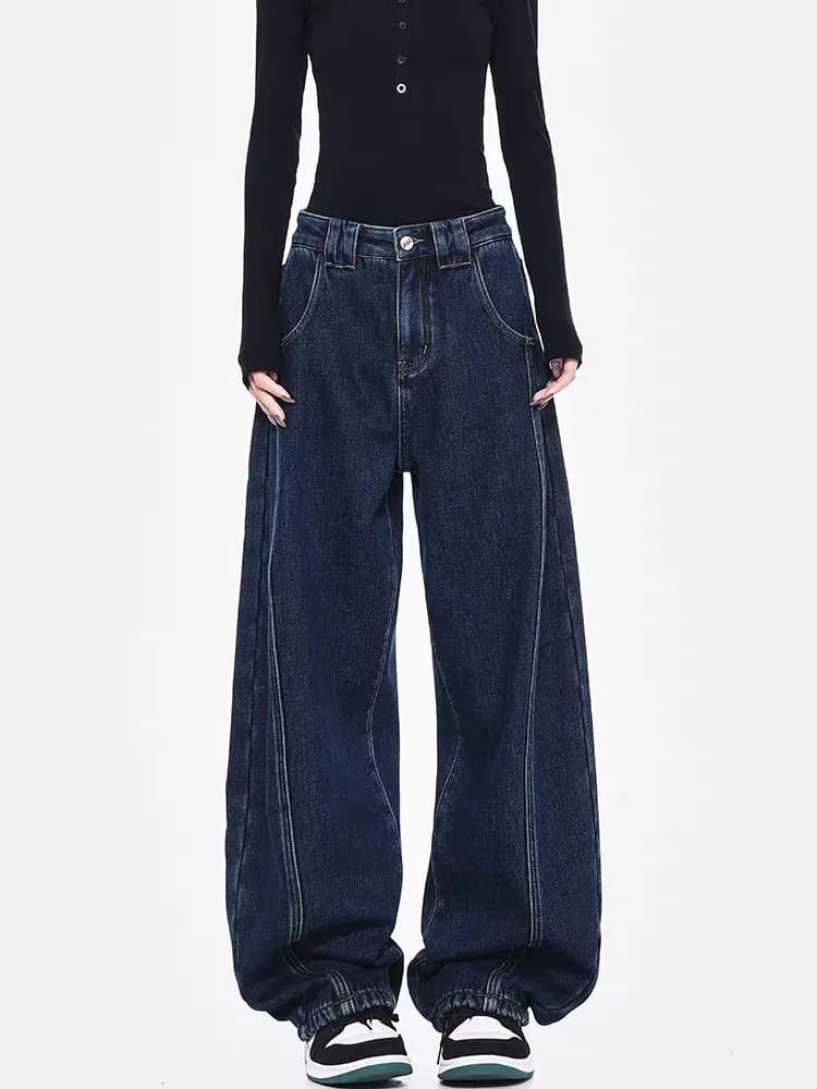 Women's Night River Panel Baggy Japan Fit Jeans