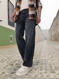 Mens black loose fit jeans