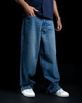 Blue baggy denim jeans